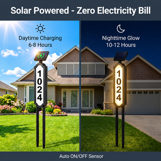 Illuminated Outdoor Solar Address Sign