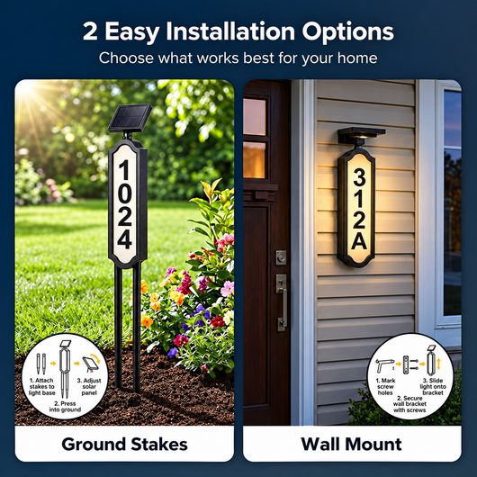 Illuminated Outdoor Solar Address Sign